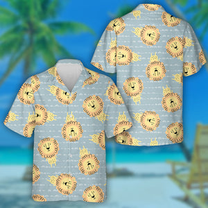 Scandinavian Style Background With Cute Lion Hawaiian Shirt,Hawaiian Shirt Gift, Christmas Gift