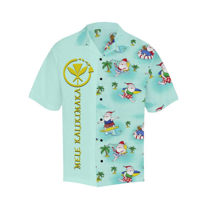Hawaiian Shirt Christmas Maoli Kanaka Turquoise Background, Hawaiian For Gift