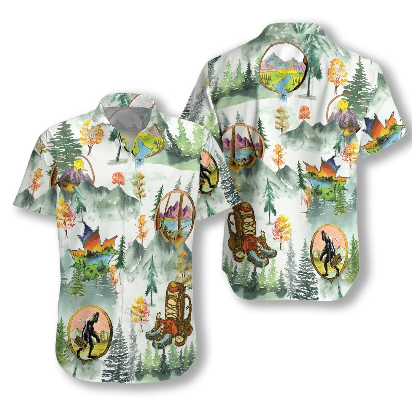 Camping And Hiking Trekking Beautiful Landscape Hawaiian shirt, Hawaiian For Gift