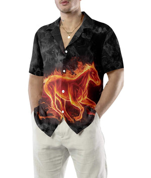 Wild Life Fire Horse Design Hawaiian Shirt, Hwaiian For Gift