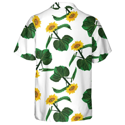 Léaráid Dearaidh Le Lusanna Gréine le Duilleoga ar Chúlra Bán Léine Haváís, Bronntanas Léine Haváí, Bronntanas Nollag