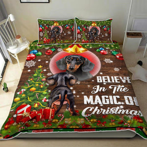 Believe In The Magic Of Christmas. Dachshund Lover Quilt Bedding Set  Bedroom Set Bedlinen 3D ,Bedding Christmas Gift,Bedding Set Christmas