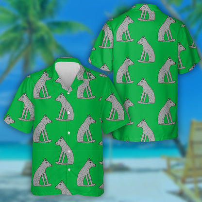 Cartoon Doodle Linear Wolf Sitting Isolated Hawaiian Shirt, Hawaiian Shirt Gift, Christmas Gift