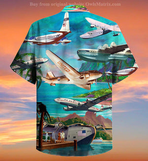 Airplane Fly Beautiful Landscapes Art Design Hawaiian Shirt, Hawaiian For Gift