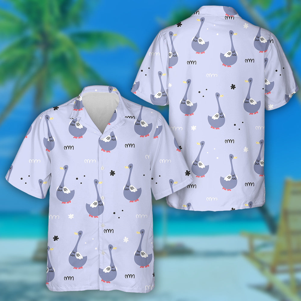 Hand Drawn Cute Cartoon Purple Ducks Hawaiian Shirt, Hawaiian Shirt Gift, Christmas Gift