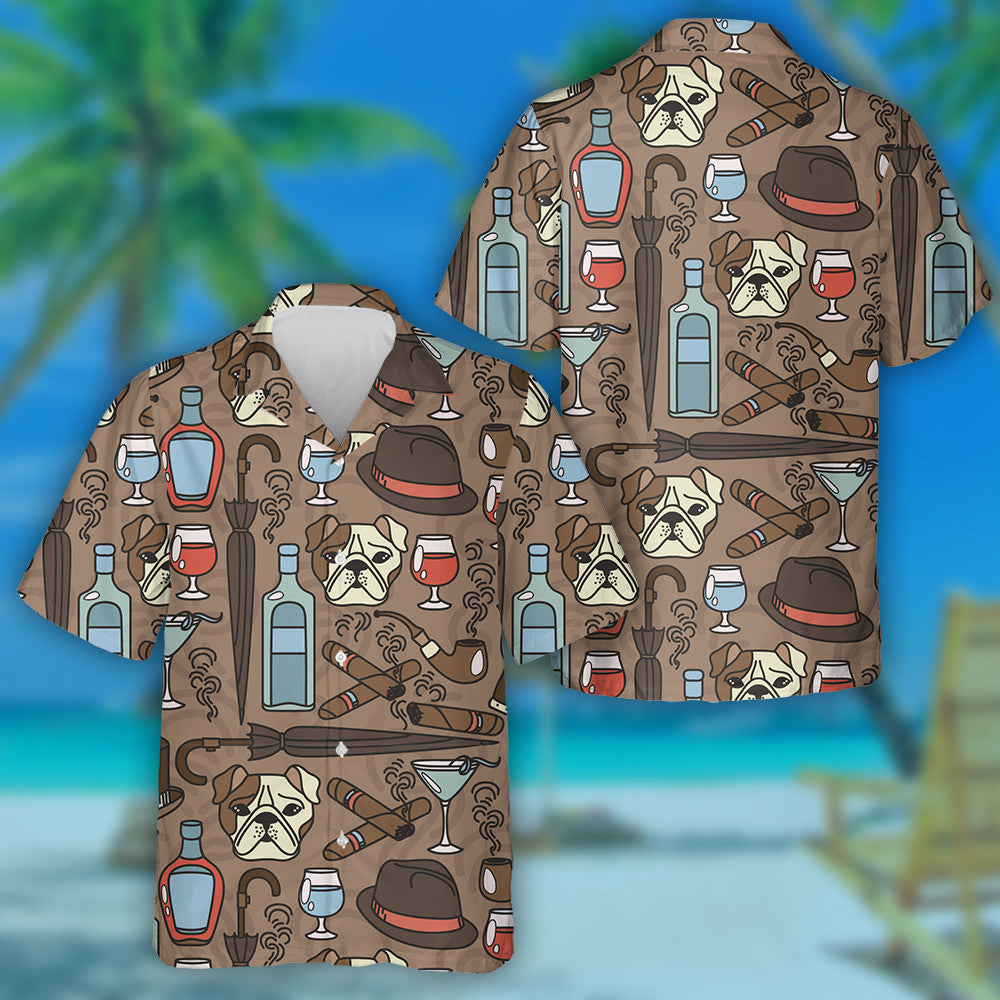 Gentleman's Club With Dogs In Cartoon Background Hawaiian Shirt, Hawaiian Shirt Gift, Christmas Gift