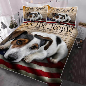 Jack Russell Terrier Dog Quilt Bedding Set American We The People Set Bedroom Set Bedlinen 3D,Bedding Christmas Gift,Bedding Set Christmas