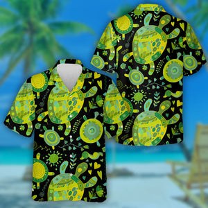 Funny Family Green Turtle With Chidren Hawaiian Shirt,Hawaiian Shirt Gift, Christmas Gift