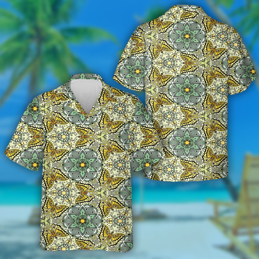 Theme Mystical Kaleidoscope Butterfly And Floral Hawaiian Shirt,Hawaiian Shirt Gift, Christmas Gift