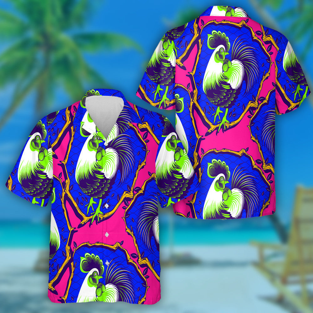 Beautiful Chicken Hen With Green Feathers Hawaiian Shirt, Hawaiian For Gift