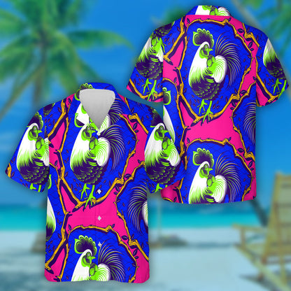 Beautiful Chicken Hen With Green Feathers Hawaiian Shirt, Hawaiian For Gift