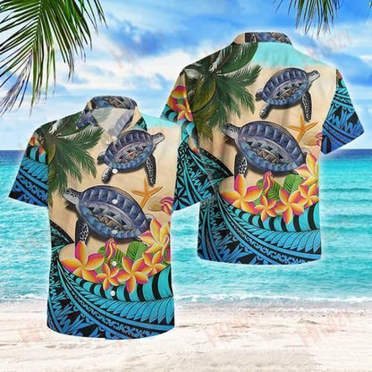 Blue Sea Turtle - Short Sleeve Shirt Vacation Aloha Shirt Tactical Hawaiian Shirt Hawaiian Shirts For Women,Hawaiian Shirt Gift, Christmas Gift