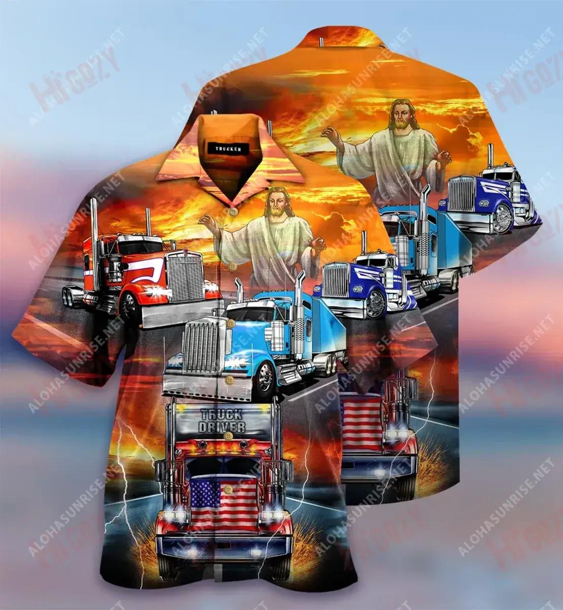 Beannaíonn Íosa do Tiománaithe leoraí Léine Gearr Haváís Laethanta Saoire Léinte T Haváíacha Léinte haváíais Oirbheartaíochta Léinte haváíais do Mhná, Bronntanas Léine Haváíais, Bronntanas Nollag