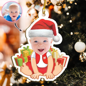 Baby Wear Noel Hat Christmas Custom Ornament, Christmas Ornament Gift, Christmas Gift, Christmas Decoration