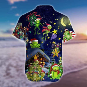At Night Christmas Frog Dancing Design Hawaiian Shirt,Hawaiian Shirt Gift,Christmas Gift