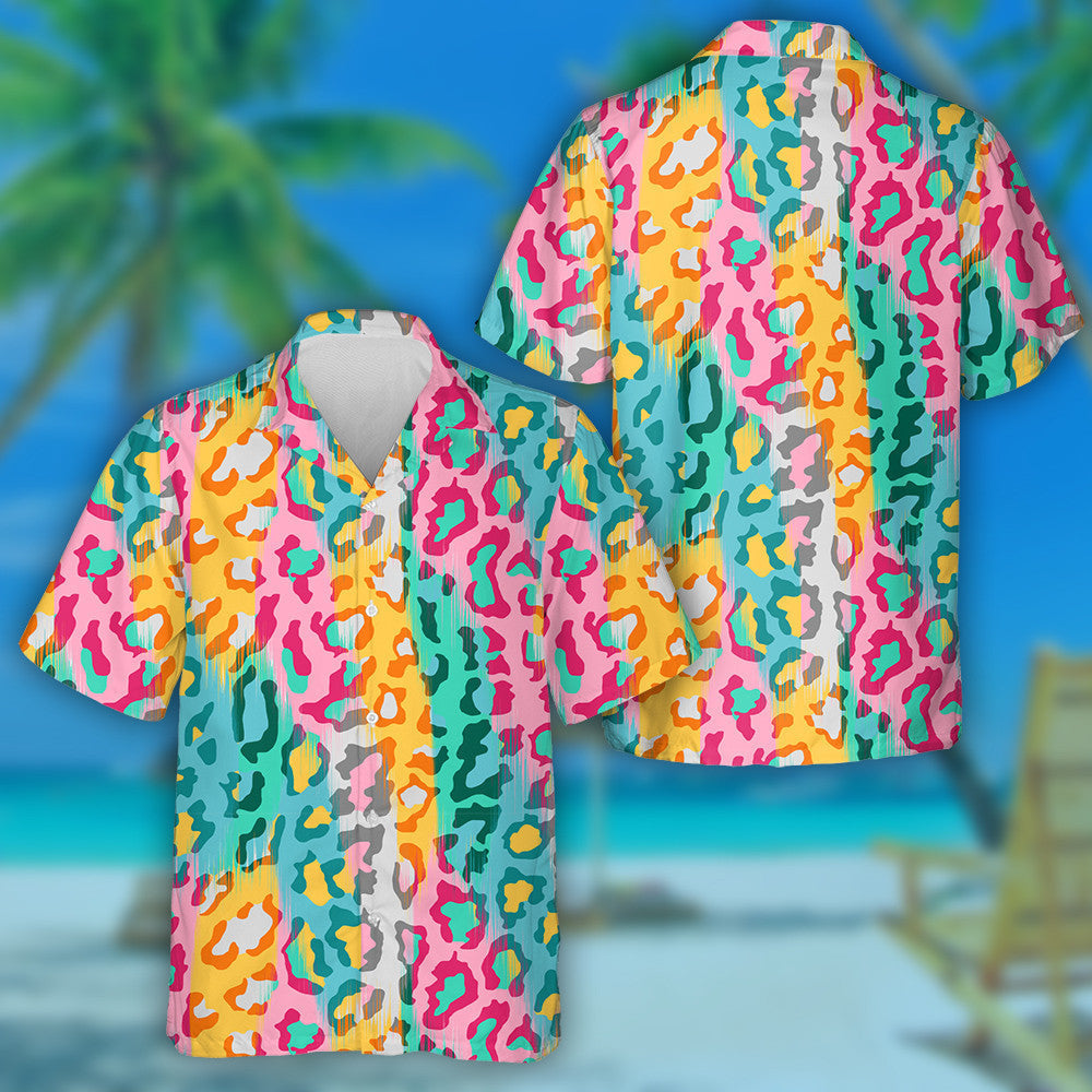 Colorful Abstract Leopard Animal Skin Background Hawaiian Shirt, Hawaiian Shirt Gift, Christmas Gift