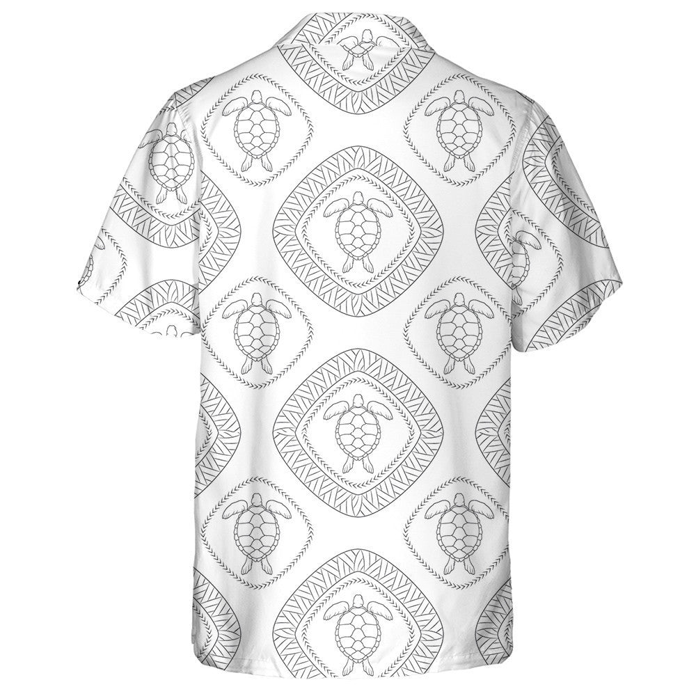 Turtle And Polynesian Symbols Sea Batik Theme Hawaiian Shirt, Hawaiian Shirt Gift, Christmas Gift