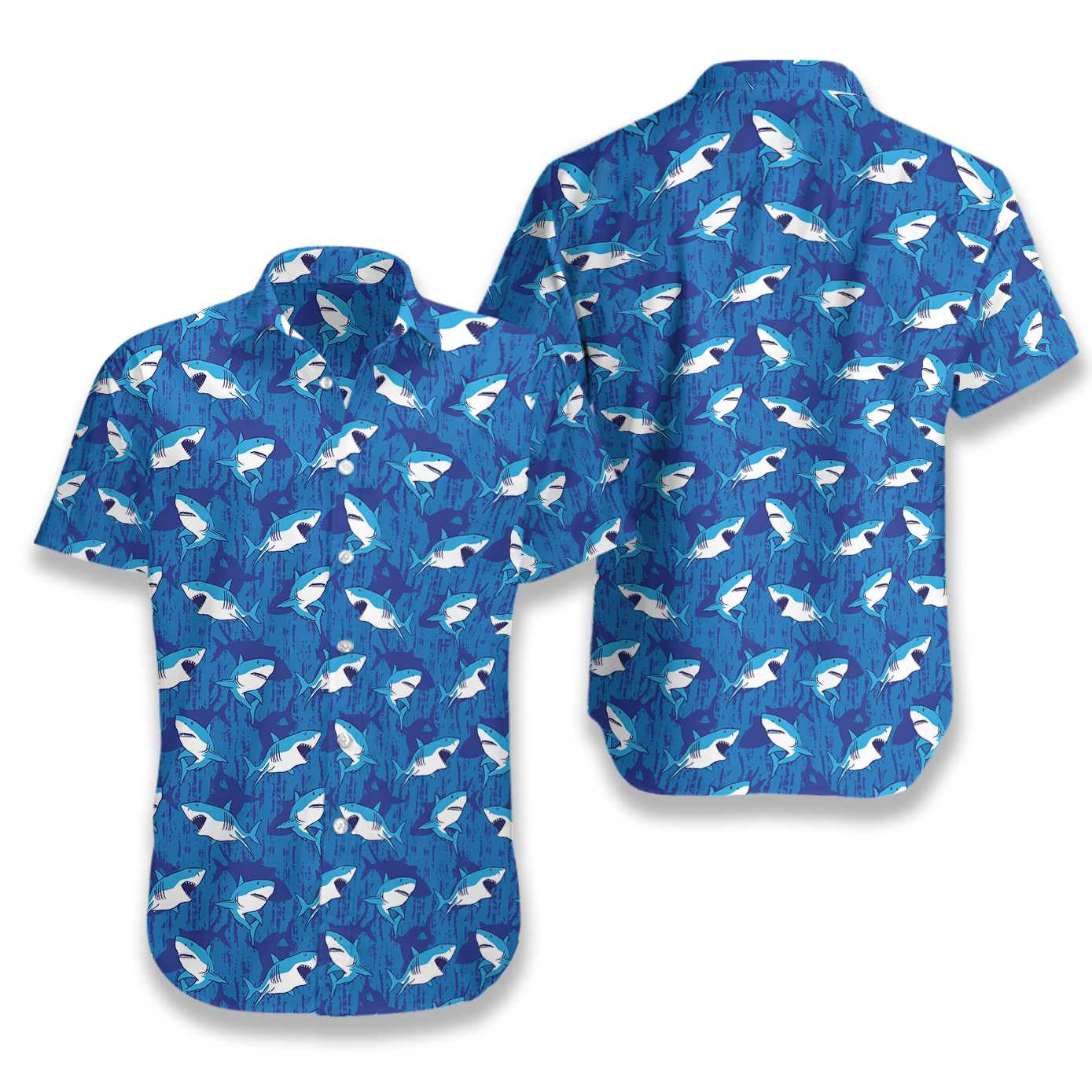 Shark Pattern Blue Theme Nice Design Hawaiian Shirt,Hawaiian Shirt Gift, Christmas Gift
