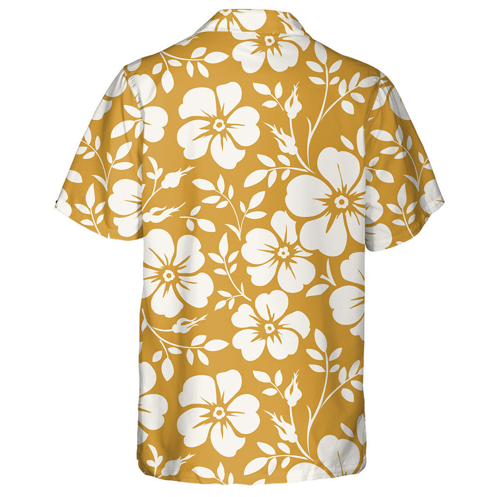 Scáthchruth Brainse na Rósanna Fiáine Ar Chúlra Buí Dearadh Léine Haváís, Bronntanas Léine Haváís, Bronntanas Nollag