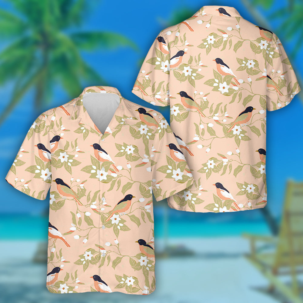 Lovely Birds On The Blossoming Orange Trees Hawaiian Shirt, Hawaiian Shirt Gift, Christmas Gift