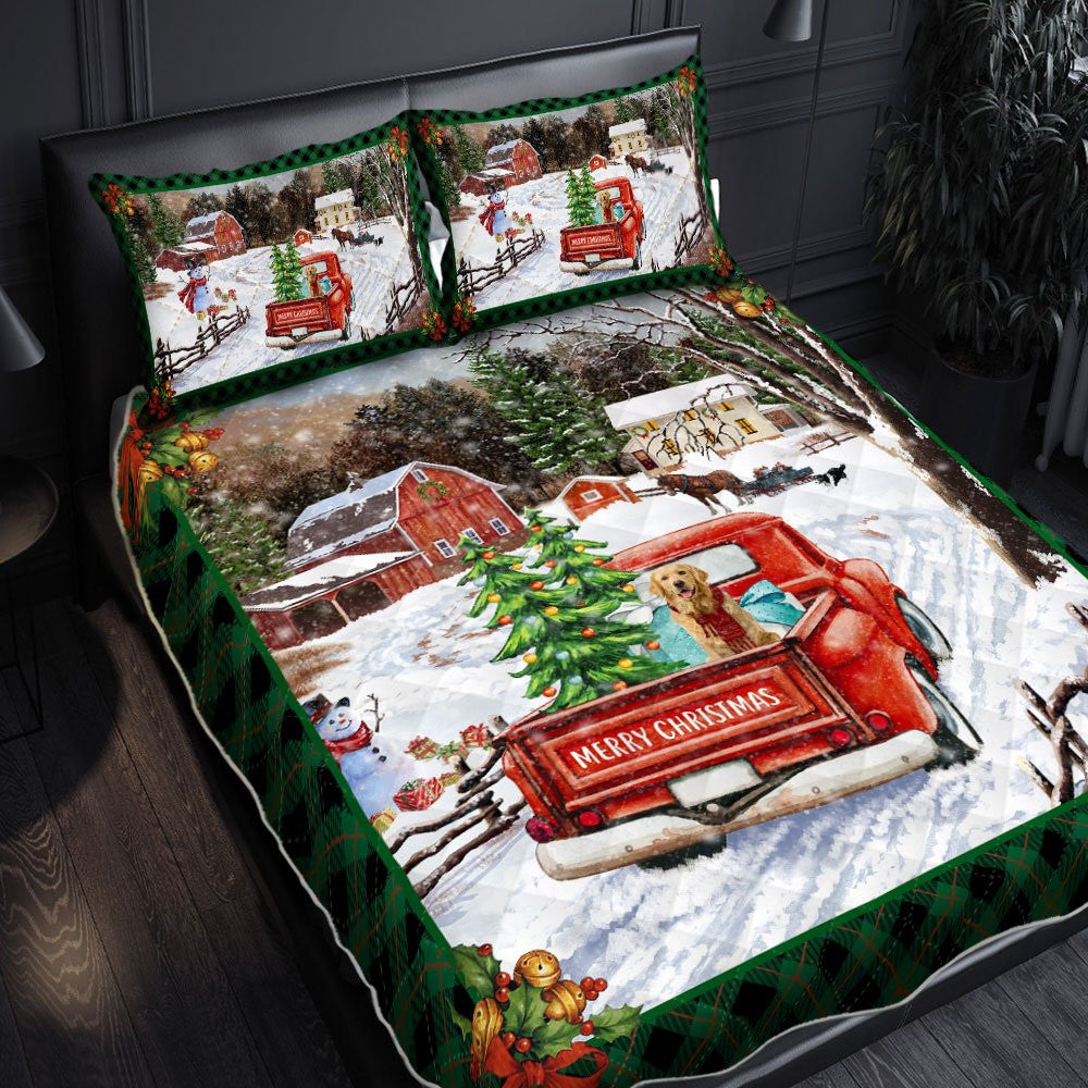 Christmas Bedding Golden Retriever Christmas Quilt Bedding Set Bedroom Set Bedlinen 3D ,Bedding Christmas Gift,Bedding Set Christmas