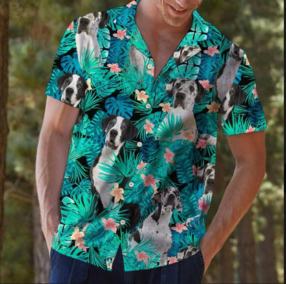 Great Dane Tropical Forest Design Hawaiian Shirt,Hawaiian Shirt Gift, Christmas Gift
