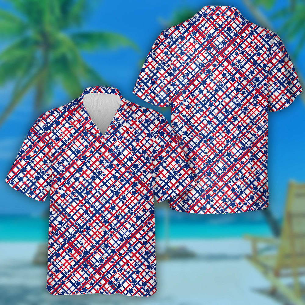 National Flag Colors Striped And Stars Pattern Hawaiian Shirt, Hawaiian Shirt Gift, Christmas Gift