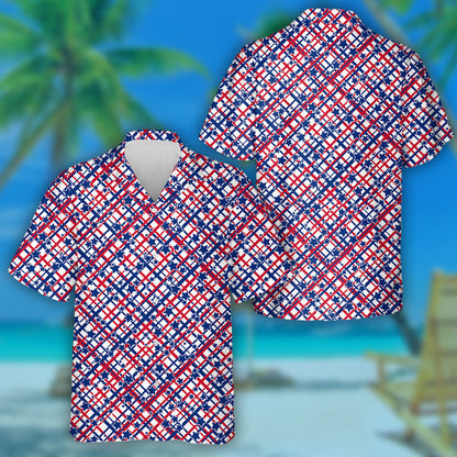 National Flag Colors Striped And Stars Pattern Hawaiian Shirt, Hawaiian Shirt Gift, Christmas Gift