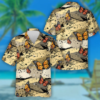 Theme Butterfly With Blobs And Spots Hawaiian Shirt,Hawaiian Shirt Gift, Christmas Gift