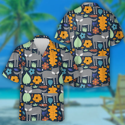 Ainmhí Adorable Foraoise Mac Tíre le Duilleoga Agus Bláthanna Léine Haváís, Bronntanas Léine Haváís, Bronntanas Nollag