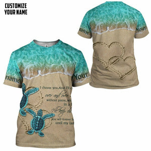 3D Sea Turtle I Choose You Custom Name Tshirt Hoodie Apparel