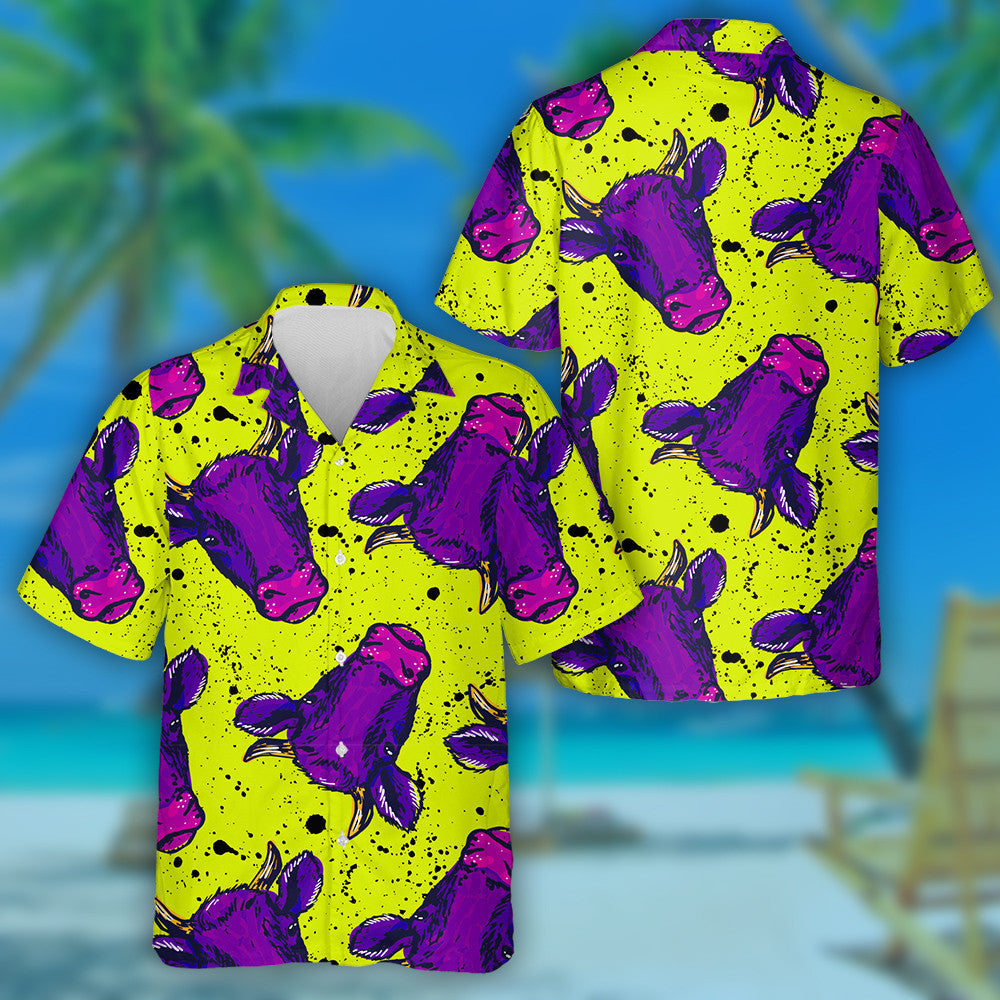 Aghaidh Bó Teibí Ar Chúlra Neon Glas Léine Haváís, Bronntanas Léine Haváíais, Bronntanas Nollag