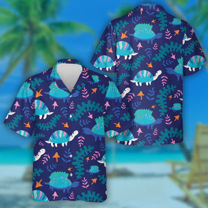 Cute Colorful Turtle Hand Drawn Texture Hawaiian Shirt, Hawaiian Shirt Gift, Christmas Gift