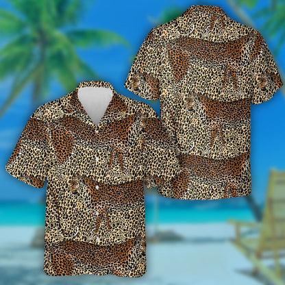 Leopard And Tiger Skin Animal Background Hawaiian Shirt, Hawaiian For Gift