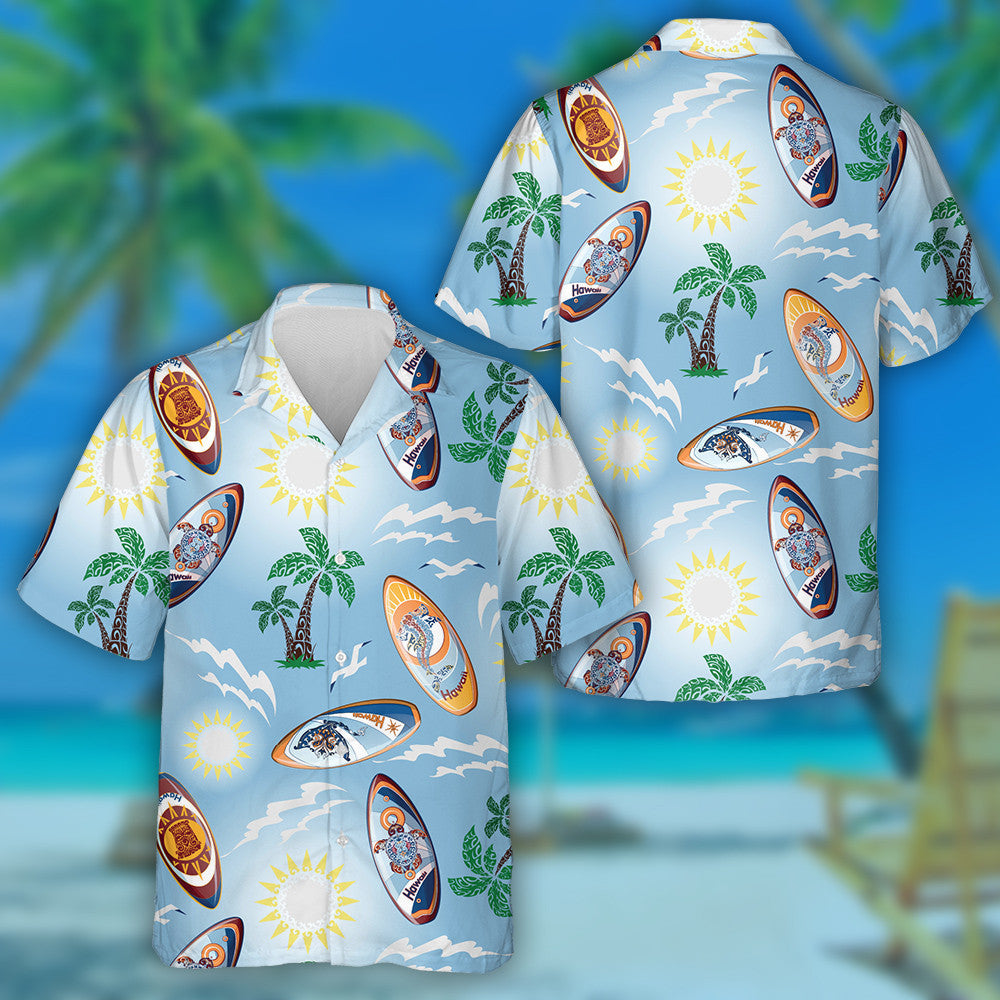 Swimming Green Turtles On Colored Background Hawaiian Shirt,Hawaiian Shirt Gift, Christmas Gift