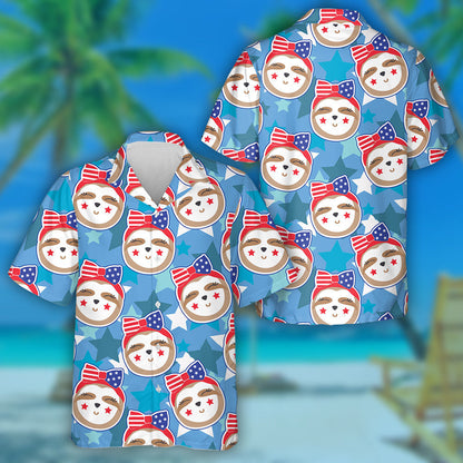 Aghaidheanna Miongháire gleoite Sloth Cúlra Réalt Gorm Tírghrá Léine haváí, Bronntanas Léine Haváíais, Bronntanas Nollag