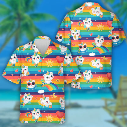 Cat Fantasy le hArn Aonbheannach ar Chúlra an Bhogha Ceatha Léine Haváís, Bronntanas Léine Haváíais, Bronntanas Nollag