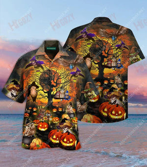 Amazing Owl Halloween Unisex Hawaiian Shirt Summer Short Sleeve Tropical Shirts For Men Hawaiian Shirts For Men, Hawaiian Shirt Gift, Christmas Gift