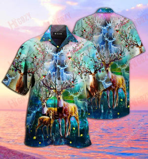 Amazing Deer Unisex Short Sleeve Shirt Summer Tropical Shirts Custom Hawaiian Shirts Hawaiian Shirts For Men, Hawaiian Shirt Gift, Christmas Gift