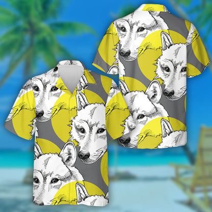 The Image Wolf Portrait And Big Dot Hawaiian Shirt,Hawaiian Shirt Gift, Christmas Gift