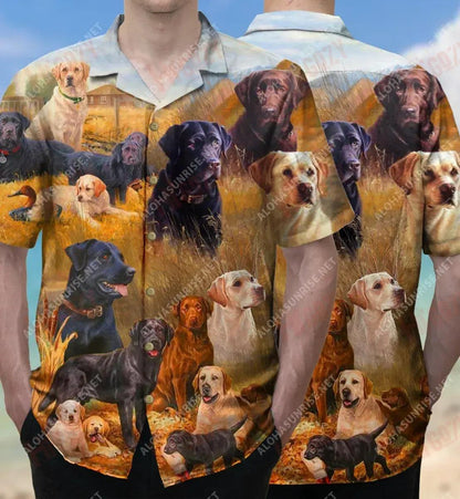 Aisghabhálaí Labrador Sona Teaghlaigh Léine Gearr Muinchille Unisex Léinte T Aigéan Haváís Léine Oirbheartaíochta Haváís Léinte haváíais do Mhná, Bronntanas Léine Haváís, Bronntanas Nollag