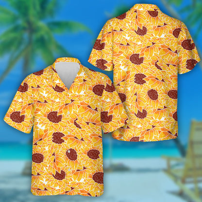 Cúlra Athrá Bláthanna Le Eilimintí Bláthanna Lus na Gréine Earraigh Léine haváí, Bronntanas Léine Haváíais, Bronntanas Nollag