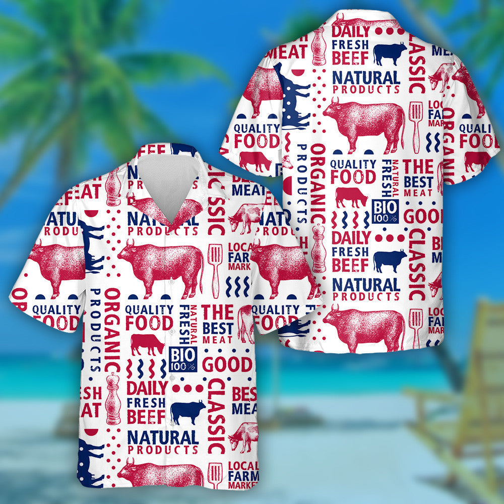 Scáthchruth Tarbh Agus Bó Lámh-tharraingthe Retro Feirme Léine Haváís, Bronntanas Léine Haváís, Bronntanas Nollag