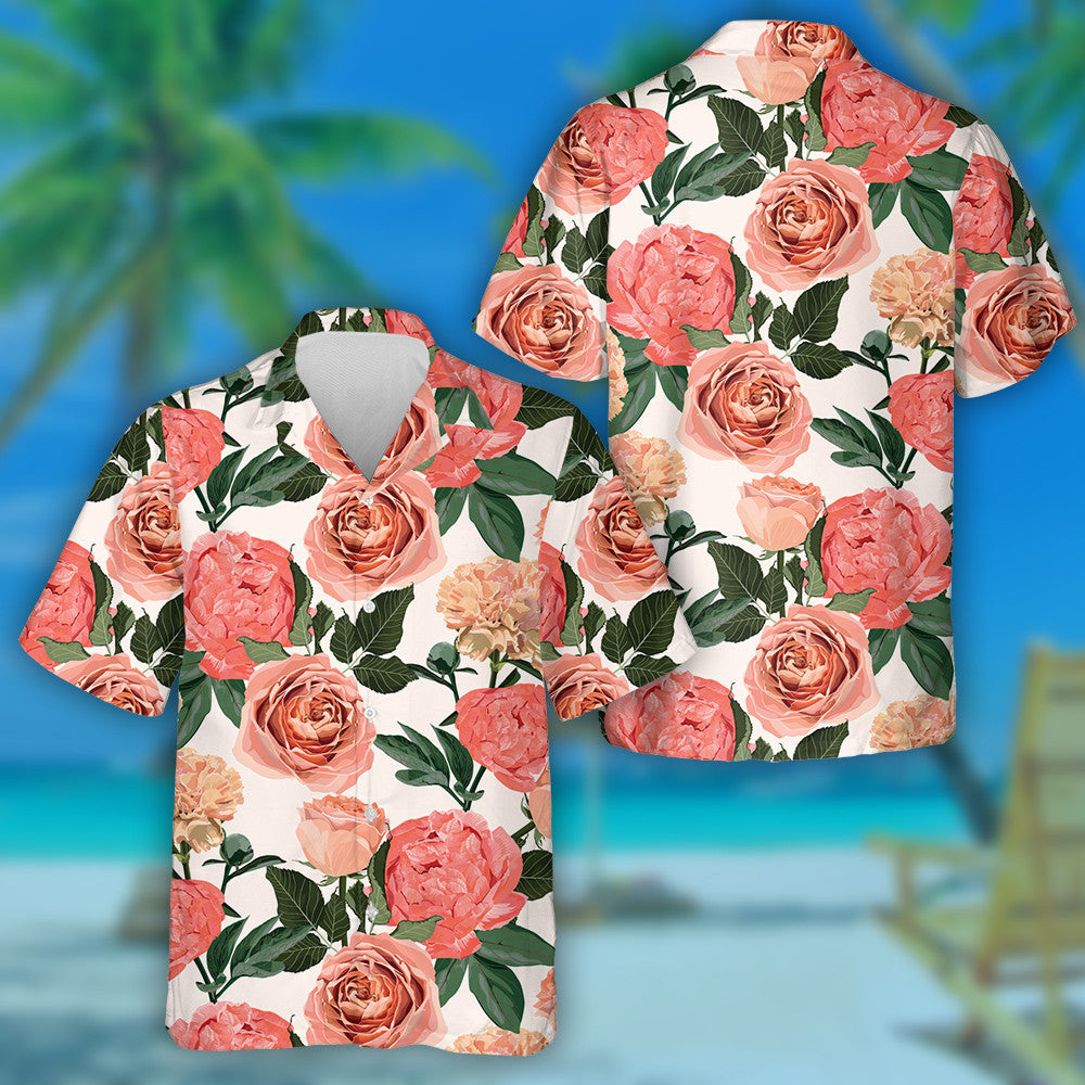 Patrún Brainse Bláthanna Peony Roses Agus Clove Léine Haváís Uiscedhath, Bronntanas Léine Haváís, Bronntanas Nollag