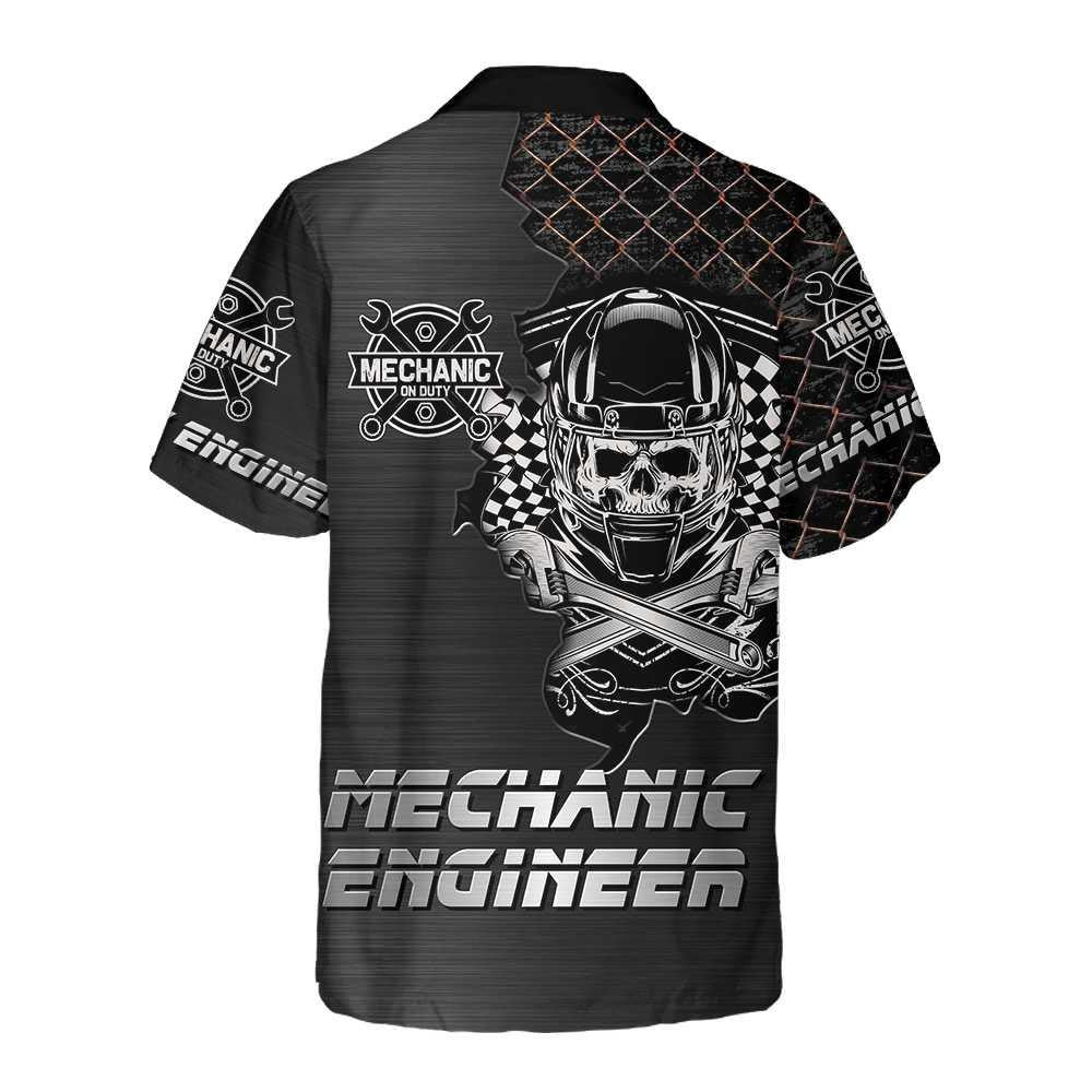 Innealtóir Meicneoir Cool Skull Glan Cúlra Liath Dorcha Léine Haváíais, Bronntanas Léine Haváíais, Bronntanas Nollag