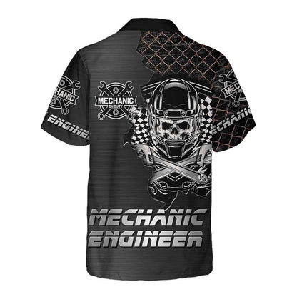 Innealtóir Meicneoir Cool Skull Glan Cúlra Liath Dorcha Léine Haváíais, Bronntanas Léine Haváíais, Bronntanas Nollag