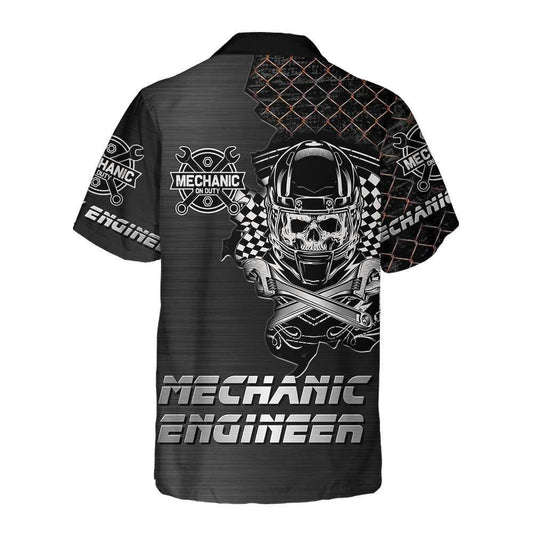 Innealtóir Meicneoir Cool Skull Glan Cúlra Liath Dorcha Léine Haváíais, Bronntanas Léine Haváíais, Bronntanas Nollag