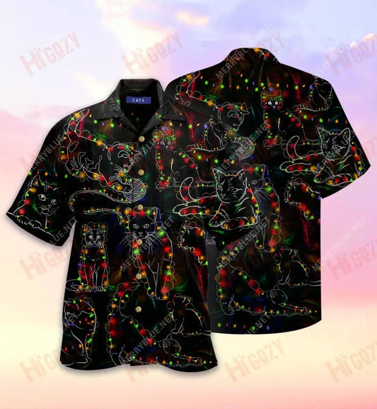 My Favorite Color Is Christmas Lights Cat Short Hawaiian Shirt Ocean Aloha Shirt Best Hawaiian Shirts Hawaiian Shirts For Men, Hawaiian Shirt Gift, Christmas Gift