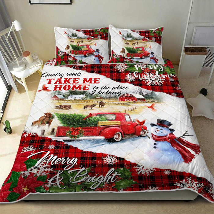 Farm Life. Country Roads Take Me Home Christmas Quilt Bedding Set Bedroom Set Bedlinen 3D ,Bedding Christmas Gift,Bedding Set Christmas