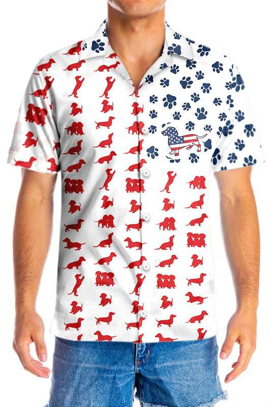 Uigeacht Cabhlach Agus Dearg Dachshund Léine Haváís Bratach Mheiriceá, Bronntanas Léine Haváís, Bronntanas Nollag